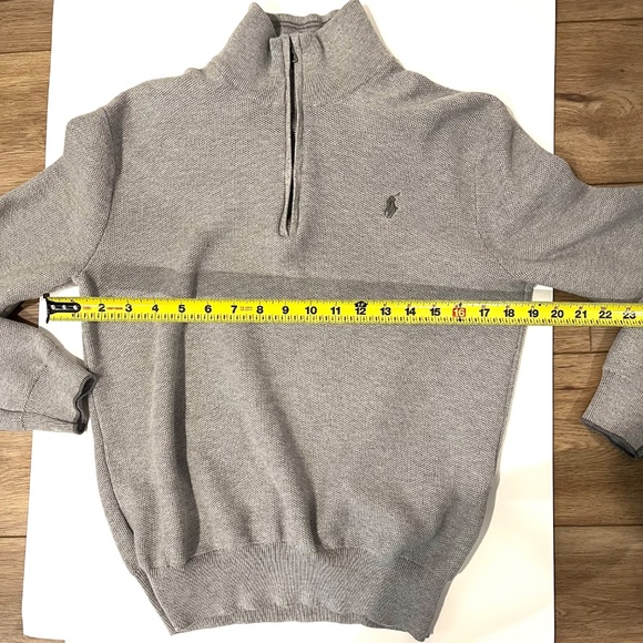 Polo Ralph Lauren Men's Gray Quarter Zip Mock Neck Sweater - Size S/M - Picture 4 of 5